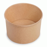 Pack Chaud NOVABOWL 500ml - Bol kraft & Couvercle PP Micro-ondable - Haute Résistance Graisses et Chaleur 120°C - anti-fuite - Carton de 300 - - bei