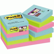 POST-IT Lot de 12 blocs Notes Super Sticky Collection Miami 47,6 x 47,6mm - 62212SMI