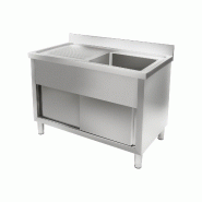 Royal Catering - Royal Catering Plonge Professionnelle Armoire sous Evier Inox RCHS-1200WS (65x120x95cm, portes coulissantes 2, rebord 10 cm, inox) -