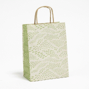 Sac kraft Toscane vert poignées torsadées 16x8x21 cm - par 25