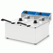 VERTES Friteuse Electrique Professionnelle 2x 8L, 2x 2,8 kW, 230V, Principe de la Zone Froide, Température 60-200°C, Panier à Friture - inox FM19-F