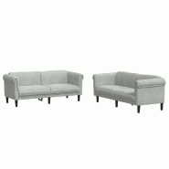 VidaXL Ensemble de canapés 2 pcs gris clair velours Modèle Kervoria - 3209219