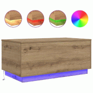 VidaXL Table basse avec lumières LED chêne artisanal 90x50x40 cm Modèle Unique Royale - 857723