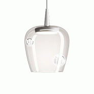 Zafferano Lampe à suspension Bilia 27 cm en verre borosilicate soufflé à la bouche avec LED intégrée 8W 3000K dimmable à coupure de phase blanc