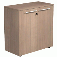 Armoire basse 2 portes mélaminé à serrure - 1 étagère - L. 83 x P. 43 x H. 81 cm So Flora - Frêne Noir_0