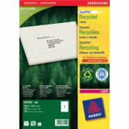AVERY 100 étiquettes recyclées blanches, format 199,6 x 289,1 mm (100 feuilles A4 / cdt) - 4004182055946