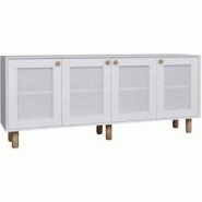 Buffet 4 portes en aggloméré Bohemian blanc avec cannage blanc (4 portes) Hanah Home - 8684283882229 Buffet 4 portes en aggloméré Bohemian blanc avec cannage blanc (4 portes) Hanah Home - 8684283882229