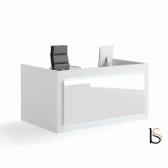 Bureau comptoir bas avant - Ofitres : accueil design - 149, Blanc, Non, Blanc brillant_0