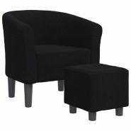 Décoshop26 - Fauteuil lounge assise confortable design moderne avec repose-pied en tissu noir DEC026430 - noir 3000255814688