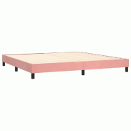 Décoshop26 - Sommier à lattes sur pieds cadre de lit 200x200 cm tissu velours rose TDL0206952 - 3001009432691