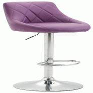 Décoshop26 - Tabouret de bar x1 pivotant hauteur réglable en similicuir violet surpiqûres décoratives cadre en métal chromé 10_0005897 - violet
