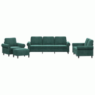 Ensemble de canapés 4 pcs avec coussins Vert foncé Velours Modèle Xervanis - 8721012071490