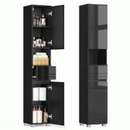 Helloshop26 - Armoire de salle de bain meuble de rangement colonne avec tiroir étagères réglables compartiments 30 x 30 x 170 cm 12_0004020 - Bois