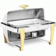 Helloshop26 - Chafing dish GN 1/1 accents dorés couvercle roll-top 9 litres 2 brûleurs acier inoxydable argenté 14_0008576 - 3000221173467 Helloshop26 - Chafing dish GN 1/1 accents dorés couvercle roll-top 9 litres 2 brûleurs acier inoxydable argenté 14_0008576 - 3000221173467