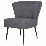 Helloshop26 - Fauteuil chaise siège lounge design club sofa salon de cocktail gris foncé 1102315 - gris Bois massif 3001499169596