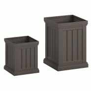 Helloshop26 - Lot de 2 jardinières empilables en plastique 35 x 35 x 48 cm et 27,5 x 27,5 x 31,5 cm drainage efficace moderne en PP 20_0012465 - 3000