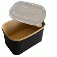 NOVABOWL Combo Saladier Pokebowl Rectangulaire Noir 173x121x67mm 750ml   - Spécial Plat Froid & Anti-buée - Ingraissable - Lot de 900 - noir en cart