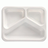 Starpak 50 barquettes pour micro-ondes, PP à 3 compartiments 1095 ml 4,9 cm x 22,7 cm x 17,8 cm blanc - blanc plastique polypropylène 88441
