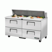 Table de préparation réfrigérée positive 16 bacs GN 1/6 4 tiroirs 439L True