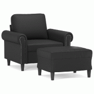 VidaXL Fauteuil avec repose-pied Noir 60 cm Similicuir Modèle Orion Master Nova - 3201200