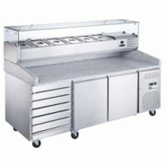 A.C.L - Table réfrigérée 22 portes + 7 tiroirs - 580 L - avec vitrine évaporateur traité - inox MM99171014 A.C.L - Table réfrigérée 22 portes + 7 tiroirs - 580 L - avec vitrine évaporateur traité - inox MM99171014