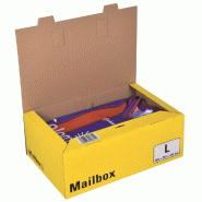Boîte colis poste fermeture languettes 395x250x140mm jaune