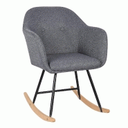 Chaise À bascule pieds en acier fauteuil À bascule lounge assise en lin gris foncÉ 19_0000516
