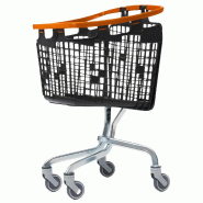 Chariot de magasin 100L - Base en acier zingué - Panier en polypropylène gris foncé - Roulettes 120mm - Disponible en 5 coloris - Normes TUV_0