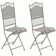 CLP Lot de 2 chaises de jardin Kiran Métal HBT: 91x41x50 cm Bronze - marron métal 320685