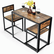 COSTWAY Ensemble bar 3 pièces, table haute avec 2 tabourets, cadre métallique, pour cuisine bistro, bois antique - marron Bois manufacturé WO70896OR COSTWAY Ensemble bar 3 pièces, table haute avec 2 tabourets, cadre métallique, pour cuisine bistro, bois antique - marron Bois manufacturé WO70896OR