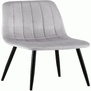 Décoshop26 - Chaise de salle à manger x1 coutures décoratives verticales assise en tissu velours gris pieds en métal noir 10_0002201 - gris métal