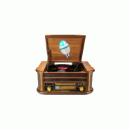 Evidence Acoustics Platine Vinyle Tourne-disque - 33/45/78, 60W, RADIO FM, CD, Cassette, Bluetooth USB, Enregistrement REC, rétro, Bois, Effet LED -