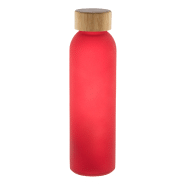 Gourde en verre givré - bouchon en bambou - 500 ml - couleur rouge Gourde en verre givré - bouchon en bambou - 500 ml - couleur rouge