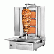 Grill Döner kebab gaz 3 brûleurs max 40 kg avec tôle de protection - moteur en bas