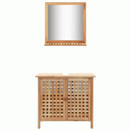 Helloshop26 - Armoire pour lavabo avec miroir design naturel 66 x 29 x 62 cm ventilation optimale rangement en bois noyer 02_0046315 - Bois massif 300
