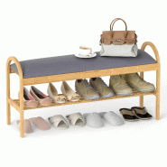 Helloshop26 - Banc à chaussures 101 x 31 x 51 cm rangement caché confortable finition naturelle en bambou gris 20_0018645 - gris Bambou 3000232524876