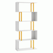 Helloshop26 - Bibliothèque géométrique à 5 niveaux forme de 'S' 70 x 24 x 157 cm solution de rangement polyvalente style moderne en 20_0010687 - 3