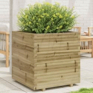 Helloshop26 - Jardinière bac lit surélevé plantes fleurs terrasse jardin 70 x 70 x 72,5 cm bois de pin imprégné marron 02_0037840 - 3000213977622
