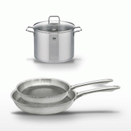 Lot de 2 Poêles 24/28 cm et Faitout 26 cm Elo Relief Passion - gris Acier inoxydable 18/10 3176239953602