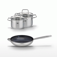 Lot Poêle 32cm Profi Therm Platinum Elo & 2 Faitouts 14/16cm - gris inox 3176239952100