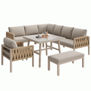Merax ensemble de chaises de jardin, 6-8 personnes, beige - beige multi-matériau HW25017AAB