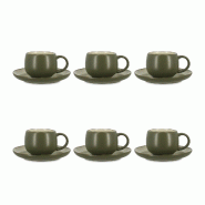 Ogo Living - Lot 6 paire-tasse oli 22cl en gres vert - 3256391053348