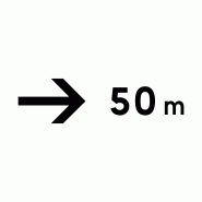 Panonceau M3B3 - Indication de direction à droite avec distance Panonceau M3B3 - Indication de direction à droite avec distance