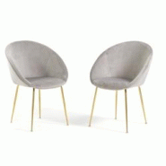 RATTATAN Lot de 2 chaises d’intérieur en tissu doux, pieds en métal, style moderne, pour cuisine, salle à manger ou bureau – IRIS – Gris clai RATTATAN Lot de 2 chaises d’intérieur en tissu doux, pieds en métal, style moderne, pour cuisine, salle à manger ou bureau – IRIS – Gris clai