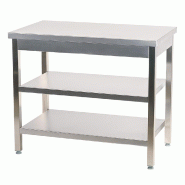 Romux® Table adossée en Acier Inoxydable pour Restauration Centrale avec 2 Étagères 2000x800x850 mm | Table de Travail Résistante à la Corrosion