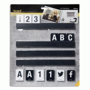 Securit support 4 étagères l25 cm + 169 lettres + nombres, en bois noir