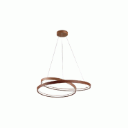 Suspension LED circulaire 55 W avec variateur CCT, structure en métal couleur cannelle mate, hauteur réglable, design moderne - Perenz - marron 6620