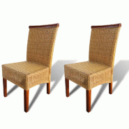 VidaXL Chaises à manger lot de 2 marron rotin naturel Modèle Nectar Pro - 243235