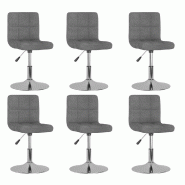 VidaXL Chaises pivotantes à manger lot de 6 Gris clair Tissu Modèle Brenalis - 3087458