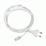 Alcapower Câble D'Alimentation Avec Prise Et Interrupteur Pour Rubans Led Hem Ip65 Série Milky Et Led Cob Milky 220 V, Longueur 1 Mètre, 15 X 8,6 M